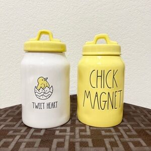 Rae Dunn Easter canister set TWEET JAR canister and CHICK MAGNET canister
